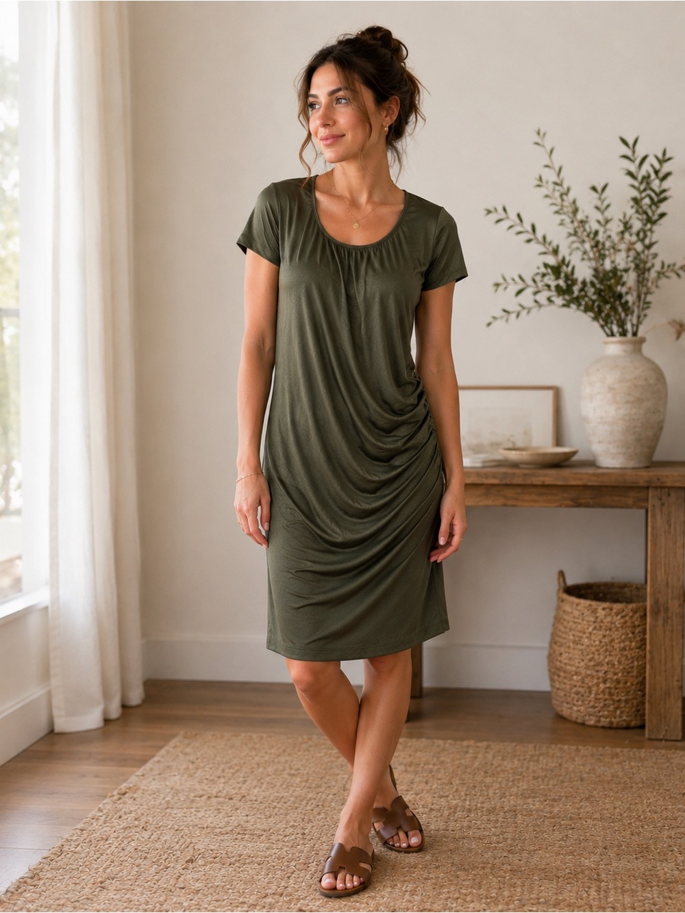 Andrew Marc side ruched dress